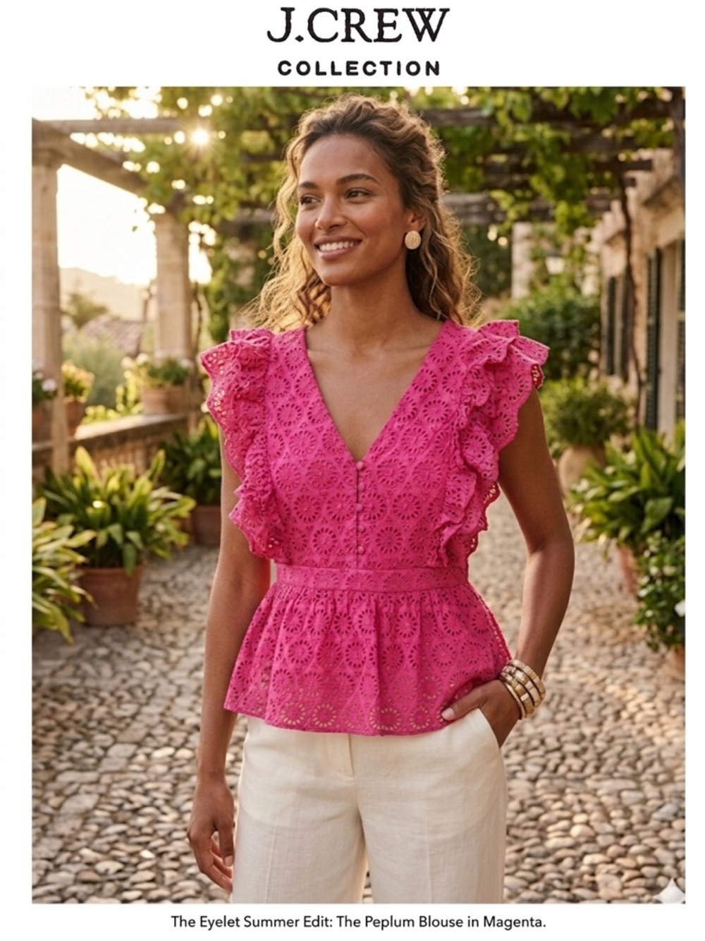 J.Crew Collection high-end, Eyelet Summer Edit: The Peplum Blouse.